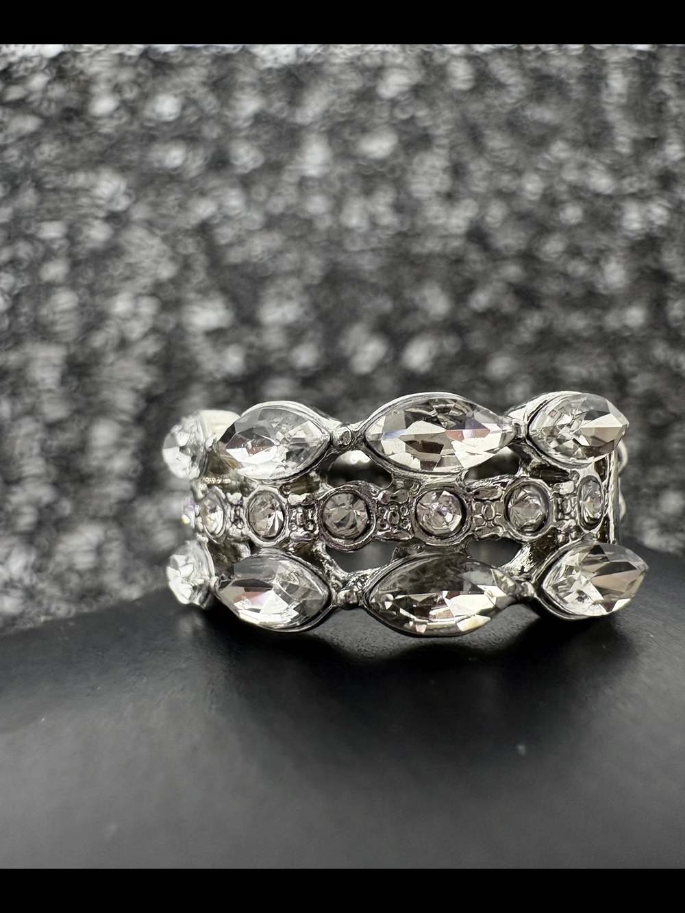 Crystal-Accent Silver Tone Women's Fashion Ring
